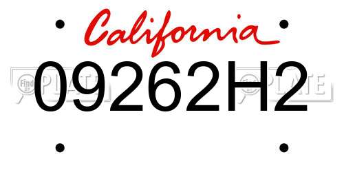 09262H2 California License Plate