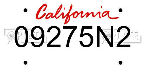 09275N2 California License Plate