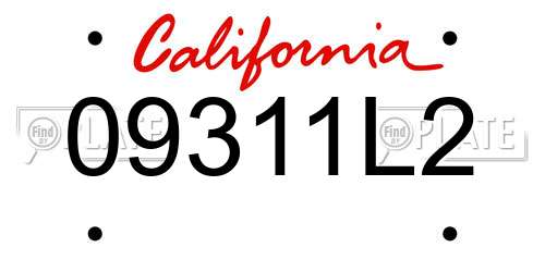 09311L2 California License Plate