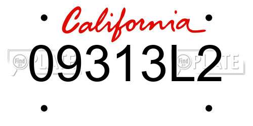09313L2 California License Plate