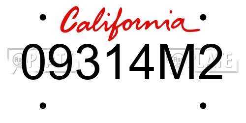 09314M2 California License Plate