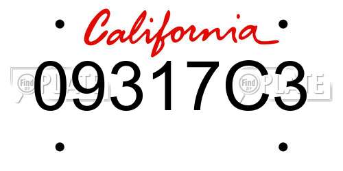 09317C3 California License Plate