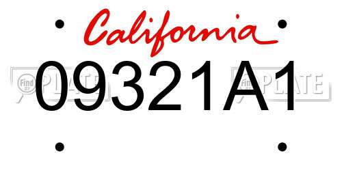09321A1 California License Plate