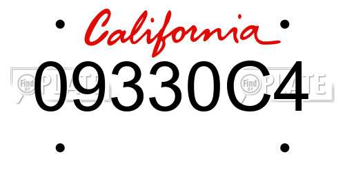 09330C4 California License Plate