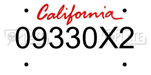 09330X2 California License Plate
