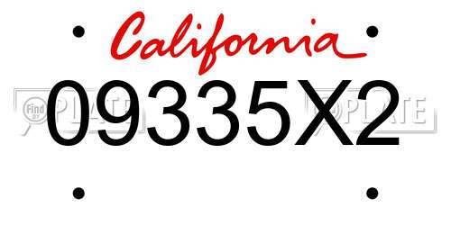 09335X2 California License Plate