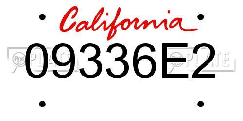 09336E2 California License Plate