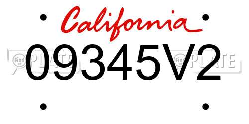 09345V2 California License Plate