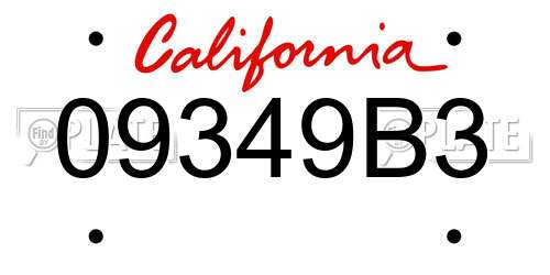 09349B3 California License Plate