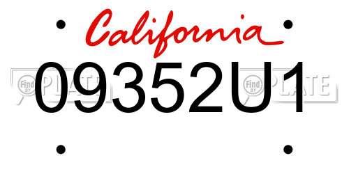 09352U1 California License Plate