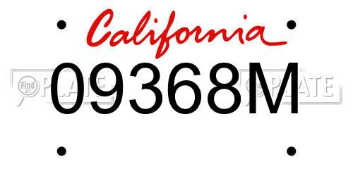 09368M California License Plate