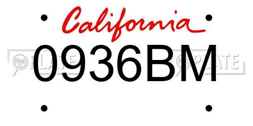 0936BM California License Plate
