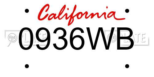 0936WB California License Plate