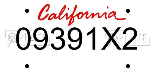 09391X2 California License Plate