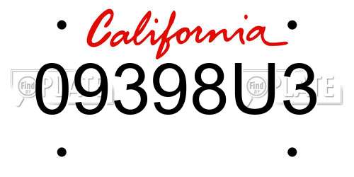 09398U3 California License Plate