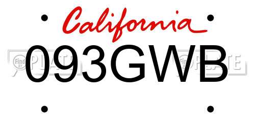 093GWB California License Plate