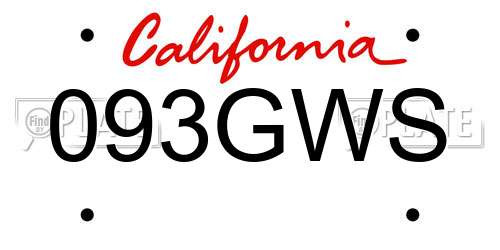 093GWS California License Plate
