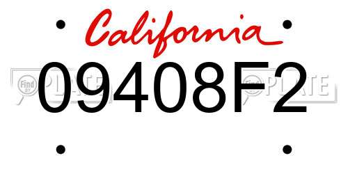 09408F2 California License Plate