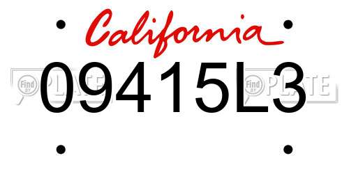 09415L3 California License Plate