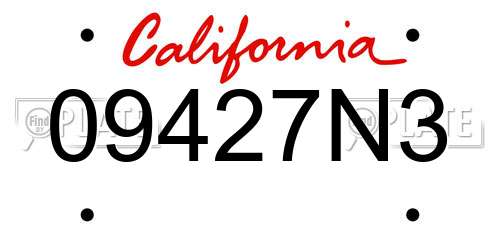 09427N3 California License Plate