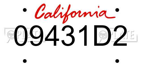 09431D2 California License Plate