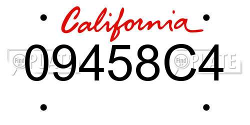 09458C4 California License Plate