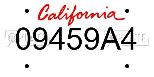 09459A4 California License Plate