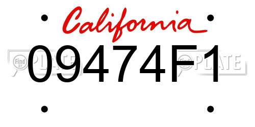 09474F1 California License Plate