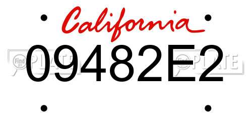 09482E2 California License Plate