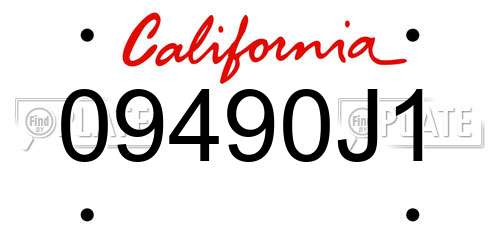 09490J1 California License Plate