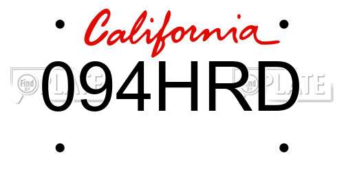 094HRD California License Plate
