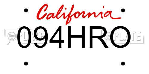 094HRO California License Plate