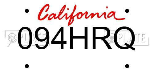 094HRQ California License Plate