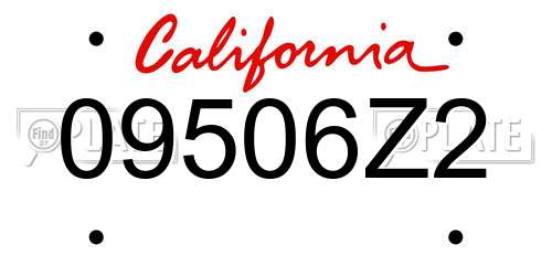 09506Z2 California License Plate