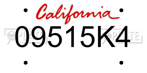09515K4 California License Plate