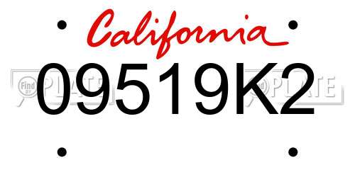 09519K2 California License Plate