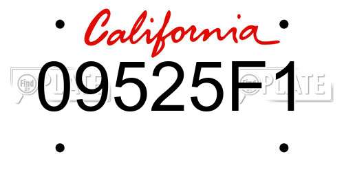 09525F1 California License Plate