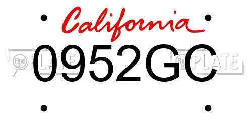 0952GC California License Plate