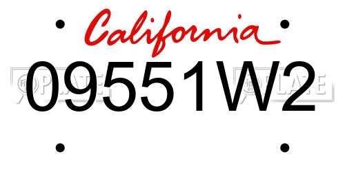 09551W2 California License Plate