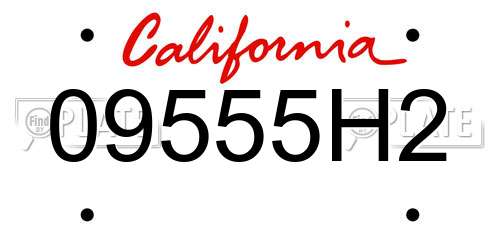 09555H2 California License Plate