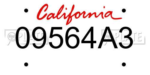 09564A3 California License Plate