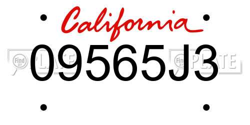 09565J3 California License Plate