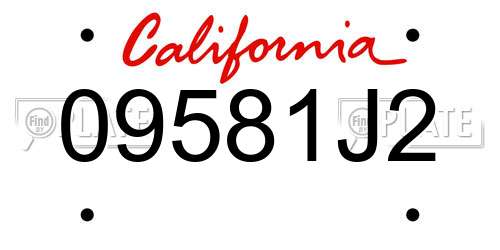09581J2 California License Plate