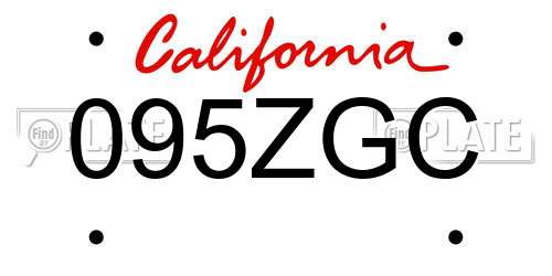 095ZGC California License Plate