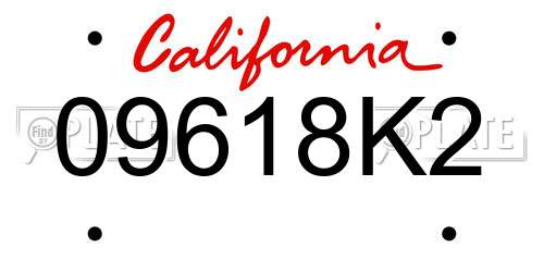 09618K2 California License Plate