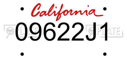 09622J1 California License Plate