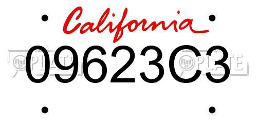 09623C3 California License Plate