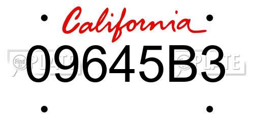 09645B3 California License Plate