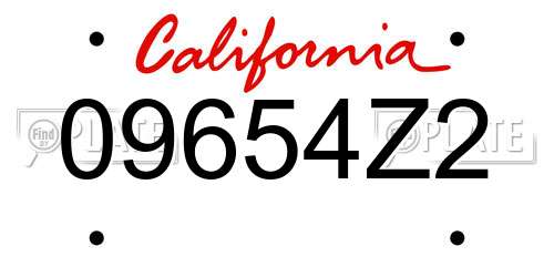 09654Z2 California License Plate