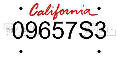 09657S3 California License Plate